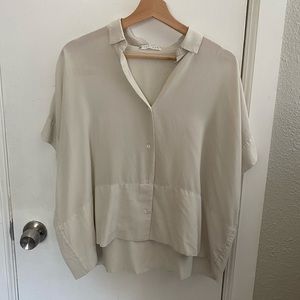 Everlane Light Grey Silk Square Shirt